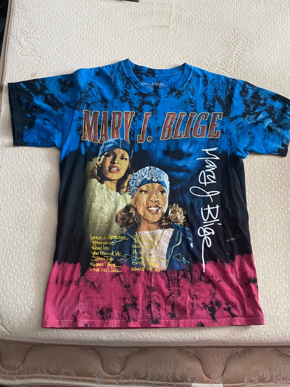 Blue Tie-Dye Graphic mens Tee - Mary J. Blige Style